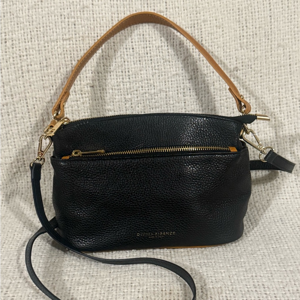 Divinia Firenza Italia Black and Brown Genuine Leather Bag - Like New